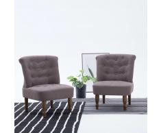 vidaXL Sillones franceses 2 unidades tela gris taupe