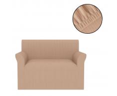 vidaXL Funda elástica para sofá beige franja ancha