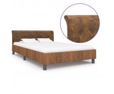 vidaXL Estructura de cama de piel de ante artificial marrón 120x200 cm