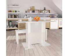 vidaXL Mesa de comedor de aglomerado blanco brillante 110x60x75 cm