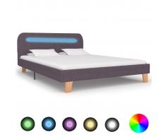vidaXL Estructura de cama con LED tela gris topo 140x200 cm