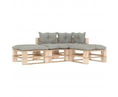 vidaXL Set muebles de palés de jardín 4 pzas madera cojines gris taupe