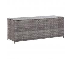 vidaXL Caja de almacenaje jardín ratán sintético gris 120x50x60 cm