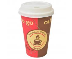 vidaXL Vasos desechables con tapa de café 1000 uds papel 355 ml 12 oz