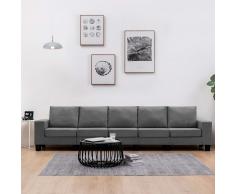 vidaXL Sofá de 5 plazas de tela gris oscuro