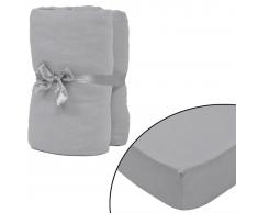 vidaXL Sábana ajustada 2 uds algodón 160 g/㎡ 180x200-200x220 cm gris