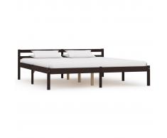 vidaXL Estructura de cama madera maciza pino marrón oscuro 180x200 cm