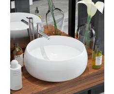 vidaXL Lavabo redondo de cerámica 40x16 cm blanco