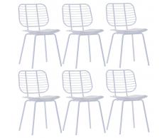 vidaXL Sillas de comedor asientos cuero sintético 6 uds acero blanco