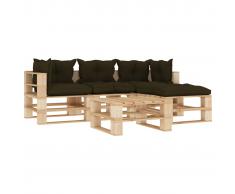 vidaXL Set muebles de palés de jardín 5 pzas madera cojines gris taupe