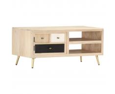 vidaXL Mesa de centro de madera maciza de mango 90x45x40cm