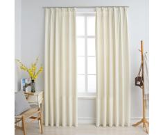 vidaXL Cortinas opacas con ganchos 2 pzas terciopelo crema 140x175 cm