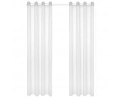 vidaXL Visillo de tela apariencia de lino 2 piezas blanco 140x245 cm