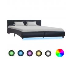 vidaXL Estructura de cama con LED cuero sintético negro 180x200 cm