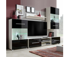 vidaXL Mueble de pared 5 uds gabinete TV con iluminación LED negro