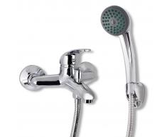 vidaXL Kit de grifo mezclador para ducha de baño cromado