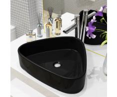 vidaXL Lavabo triangular de cerámica negro 50,5x41x12 cm