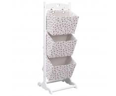 vidaXL Cestas de almacenaje de 3 piezas madera flores 35x35x102 cm
