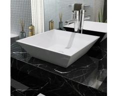 vidaXL Lavabo cuadrado de cerámica 41,5x41,5x12 cm blanco