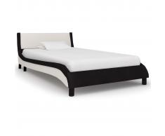 vidaXL Estructura de cama de cuero sintético negro y blanco 90x200 cm