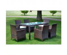 vidaXL Conjunto de comedor jardín ratán sintético marrón 13 piezas