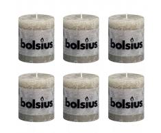 Bolsius Vela Del Pilar Rústica 80 x 68 mm 6 Piezas Guijarro Gris