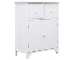 vidaXL Armario auxiliar de madera de Paulownia blanco 60x30x75 cm