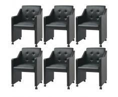 vidaXL Sillas de comedor 6 unidades cuero sintético negro