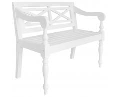 vidaXL Banco Batavia madera maciza de caoba blanco 98x50x82 cm