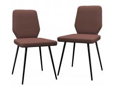 vidaXL Sillas de comedor 2 unidades tela marrón