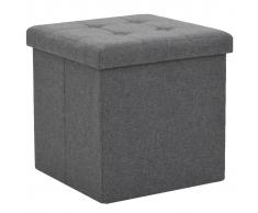 vidaXL Taburete de almacenaje plegable lino sintético gris oscuro