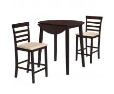 vidaXL Set de mesa y sillas de bar 3 pzas madera maciza marrón oscuro