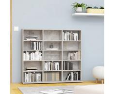 vidaXL Estantería para CD de aglomerado gris hormigón 102x16x89,5 cm