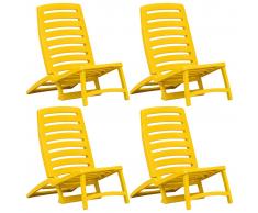 vidaXL Silla de playa plegable para niños plástico 4 unidades amarillo