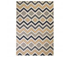 vidaXL Alfombra moderna estampado zigzag marrón/negro/azul 160x230 cm
