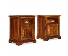 vidaXL Mesita de noche 2 unidades 40x30x50cm madera maciza de sheesham