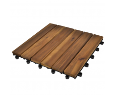 vidaXL Set 10 baldosas de acacia con modelo vertical, 30 x cm