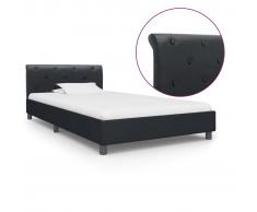 vidaXL Estructura de cama de cuero sintético negro 100x200 cm