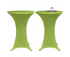 vidaXL Funda elástica para mesa 2 unidades 70 cm verde