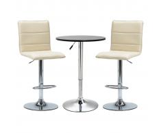 vidaXL Set mesa alta y taburetes cocina 3 pzas cuero sintético negro