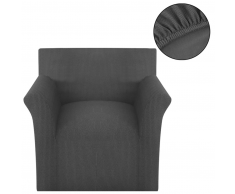 vidaXL funda elástica de tela acanalada para sofá color gris