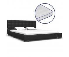 vidaXL Cama con colchón viscoelástico cuero sintético negro 140x200 cm