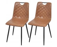 vidaXL Sillas de comedor 2 unidades cuero artificial marrón claro