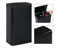 vidaXL Papelera con sensor automático de acero negro 70 L