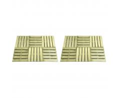 vidaXL Baldosa de porche 12 unidades 50x50 cm madera verde