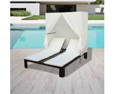vidaXL Tumbona doble con cortinas ratán sintético marrón