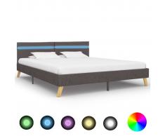vidaXL Estructura de cama con LED tela gris claro 180x200 cm