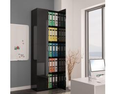vidaXL Armario de oficina de aglomerado negro brillante 60x32x190 cm