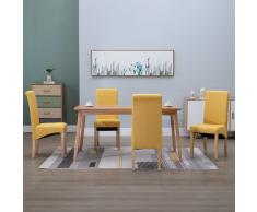 vidaXL Sillas de comedor 4 unidades de tela amarilla