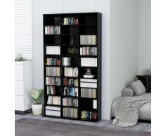 vidaXL Estantería para CD aglomerado negro brillante 102x16x177,5 cm